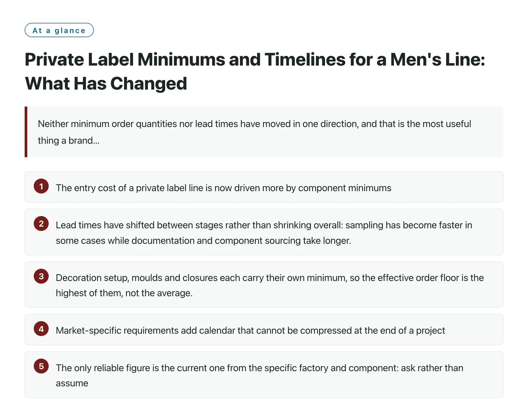 Private Label Minimums and Timelines for a Men's Line: What Has Changed——全文要点速览